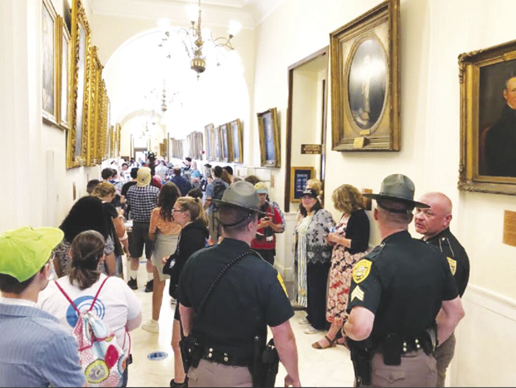 Hundreds protest state budget; state police called